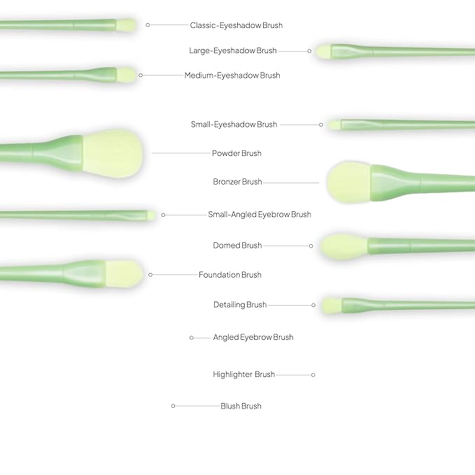 All in one Makeup Brushes kit for girls, 10 Pcs, Powder Brush, Foundation Brush, Blush Brush, Highlighting Brush, Eyeshadow Brushes (Shiny Green)