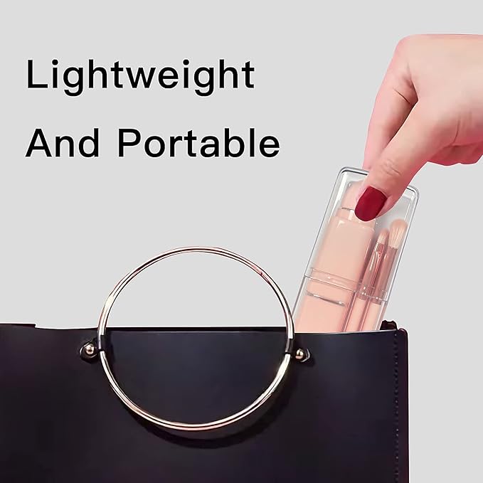 Vtrem Portable Retractable Makeup Brushes Set - 8 in 1 Travel Powder, Angled, Lip, Eyeshadow, Foundation Blending, Beauty Sponge All in One Make Up Brush Set