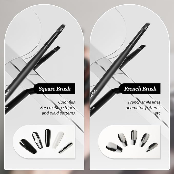 Nail Art Brushes 8pcs Nail Brush For Nail Art With Nail Art Liner Brush and Dotting Pen for Gel Polish Design, French Tips, Detailed Painting, Dotting
