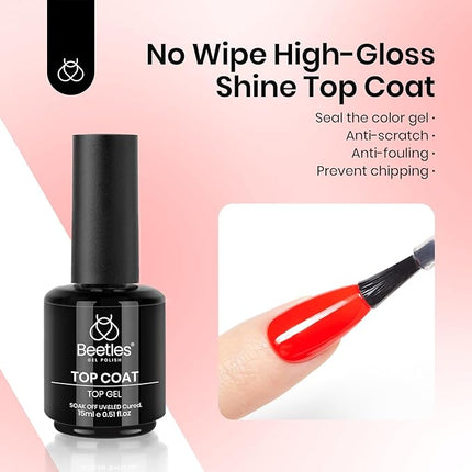 Beetles Red Gel Nail Polish Set 3Pcs 15ml – Cherry Red Soak Off UV/LED Gel, Long-Lasting High Gloss & Holiday Nail Colors, Salon Quality DIY Nails at Home