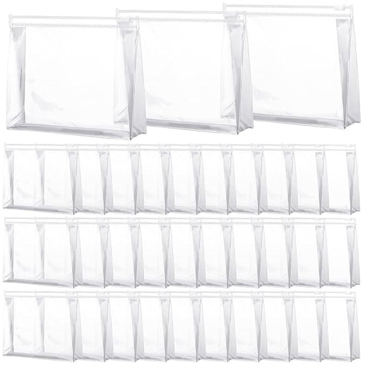 Xuniea 50 Pcs Mini Clear Makeup Bag Small Clear Zipper Pouch Travel Plastic Cosmetic Organizer Waterproof for Toiletries Swimsuit Bikini Bathing Suit(8.6'',Transparent)