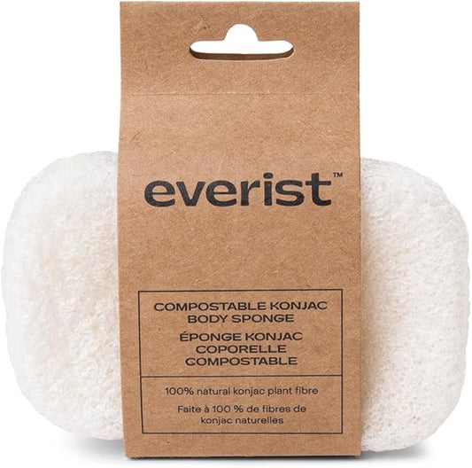 The Compostable Konjac Sponge, 100% Natural Plant-Fiber Cleansing & Reusable Shower Sponge for Smoother Skin, Gentle Exfoliation, 1 Each