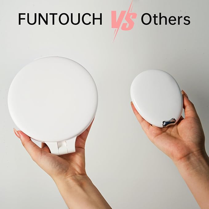 FUNTOUCH Travel Mirror with Light, 1X/10X Rechargeable Portable Magnifying Mirror with Light, Touch Switch & Adjustable Brightness Makeup Mirror for Plucking Eyebrows (7in)