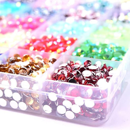 Sunfairy 14000PCS Mixed Size 4MM Jelly ab Resin Rhinestones Box with Tools On Rhinestones for Tumblers Nails Crystals Flatback Colorful Glitter Gems Charms Accessories DIY 3D Nail Art Decorations