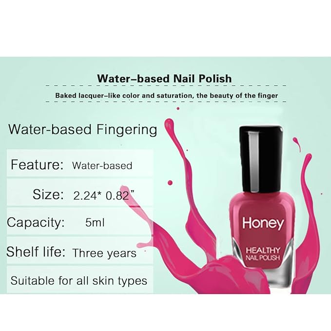 Non Toxic Nail Polish Set, Easy Peel Off and Fast Dry NailPolish Set for Pack, Eco Friendly and Organic Water Based Nail Polish for Women,Teens(18 Bottles)