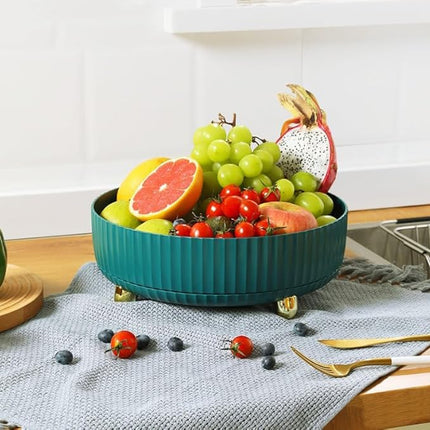 Anyoifax Makeup Perfume Organizer Tray 360 Degree Rotating Lazy Susan Skincare Lotion Organizer Spinning Cosmetics Storage for Dresser, Vanity, Bathroom Countertop, Small Teal Green