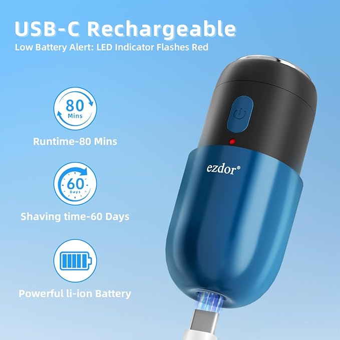 Mini Electric Shaver, Portable Electric Razor for Men Women, USB-C Rechargeable Mini Shavers, Waterproof Portable Razors, Powerful Men's Shaver, Cordless for Travel Home Business Trip