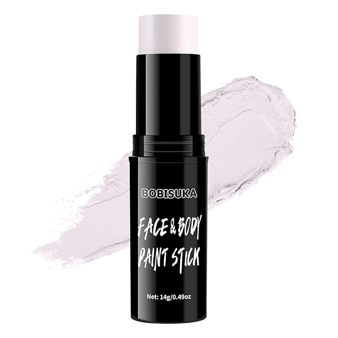 BOBISUKA Alabaster White Face Body Paint Stick White Eye Black Sticks for Sports Water Based Face Painting Kit Quick Drying Foundation Makeup for Halloween Clown Skeleton Joker Cosplay SFX Costume