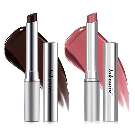 2PCS Honey Lipstick Tinted Lip Balm - Sheer Hydrating Lipstick for All Skin Tones - Moisturizing Lip Color, Nourishing Lip Balm with a Hint of Natural Black Cherry Tint (Black & Pink)