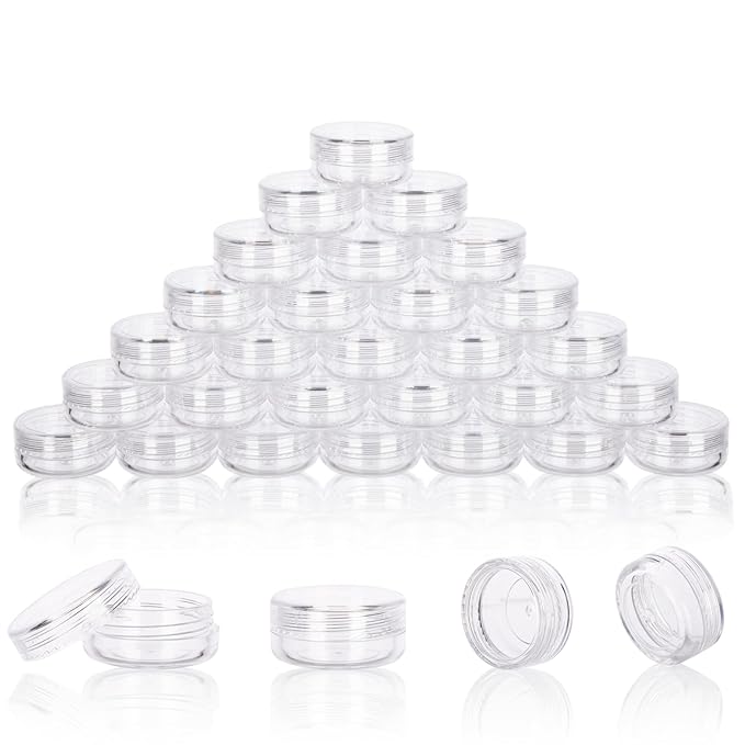 Clear Sample Jars with Lids, 200 Count - Mini Cosmetic Containers for Makeup Travel, Includes Disposable Spatulas