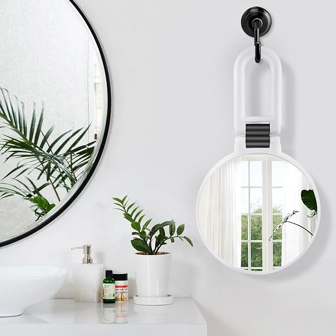 30X Magnifying Mirror, Travel Hand Mirrors with Handle, Double Sided Handheld Mirror with 30X/1X Magnification & Foldable Handle, Portable Small Makeup Mirror for Desk, White