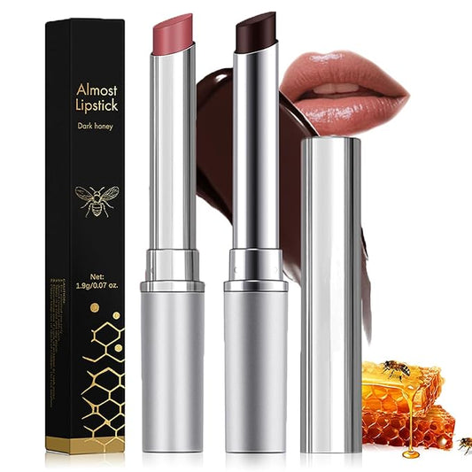 Dulele 2PCS Honey Lipstick Tinted Lip Balm, Glossy Hydrating Lip stick, Sheer Black Jelly Lipstick, Nourishing Black and Pink Lip Stick, Moisturizing Lip Care Balm for Dry Lips