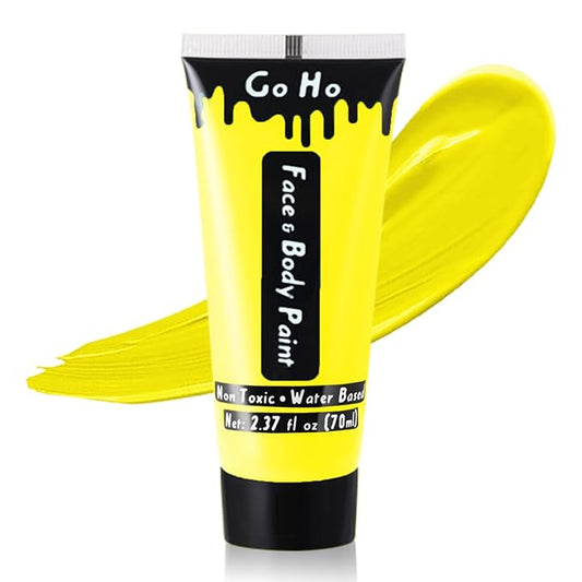 Go Ho Yellow Face Body Paint Washable(2.37oz/pc),Water Based Cream Full Yellow Body Paint for SFX Cosplay Costumes Festivals Halloween Makeup