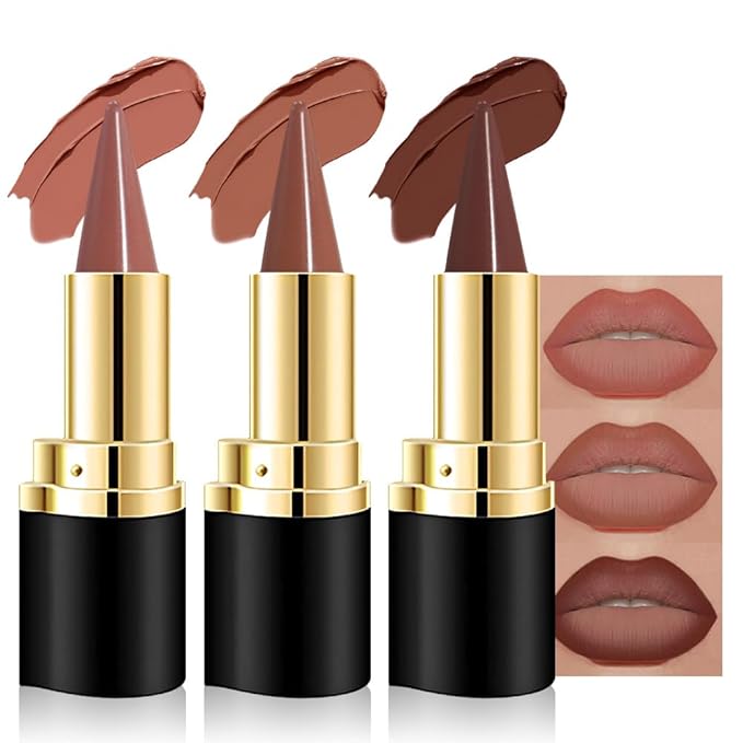 Kaely 3Pcs Gradient Matte Lipstick Lip Liner Pencil Set for Women, 2in1 Flawless Contour Gradual Ombre Effect Lip Pencil Makeup Waterproof, labiales mate 24 horas originales, 13+14+15