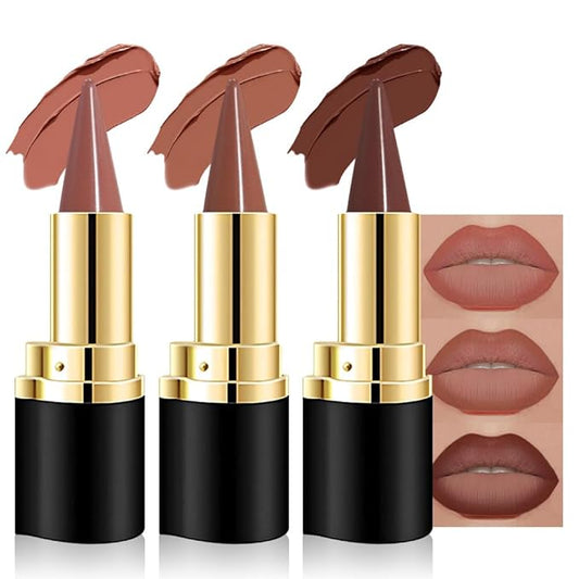Kaely 3Pcs Gradient Matte Lipstick Lip Liner Pencil Set for Women, 2in1 Flawless Contour Gradual Ombre Effect Lip Pencil Makeup Waterproof, labiales mate 24 horas originales, 13+14+15