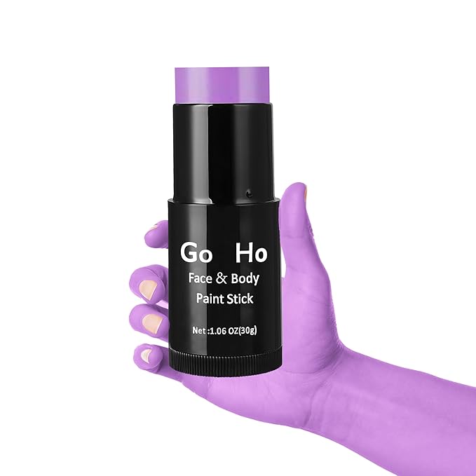 Go Ho Cream-Blendable Light Purple Face Paint Stick (1.06 Oz),Full-coverage Pastel Purple Face Body Paint Stick for Adults Children Halloween Cosplay SFX Ursula Makeup,Waterproof Paint Stick