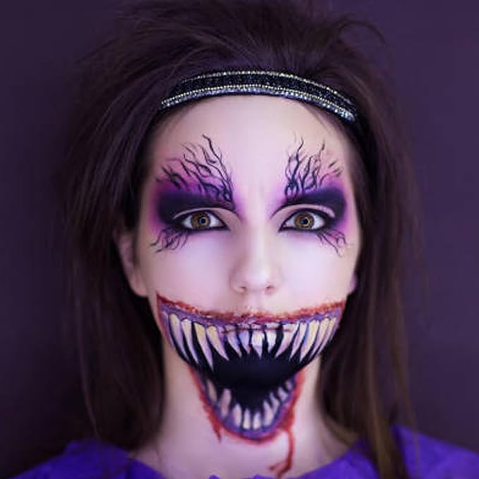 MEICOLY 3PCS Black Purple Lime Green Face Body Paint Stick Set,Face Paint for Halloween Cosplay Frankenstein,Ghost,Zombie SFX Character Makeup,Eye Black Stick Kit