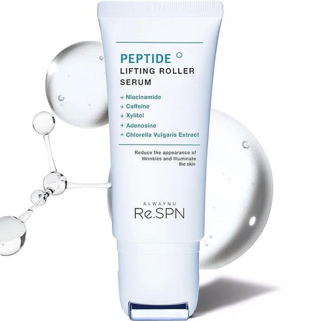 Re.SPN Peptide Lifting Roller Serum – For Wrinkles, Lifting & Pore Tightening on Face & Neck with Gua Sha Applicator, Vegan, Anti-wrinkle Peptide, Niacinamide, K-Beauty (1.69 fl oz)