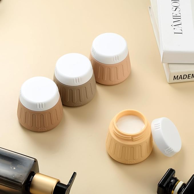 Gemice 3 oz Travel Containers for Toiletries, 4-Pack TSA Approved Travel Size Toiletries Containers for On-the-Go, Small Leak-Proof Travel Essentials Silicone Jar for Shampoo, Lotions, Cleanser