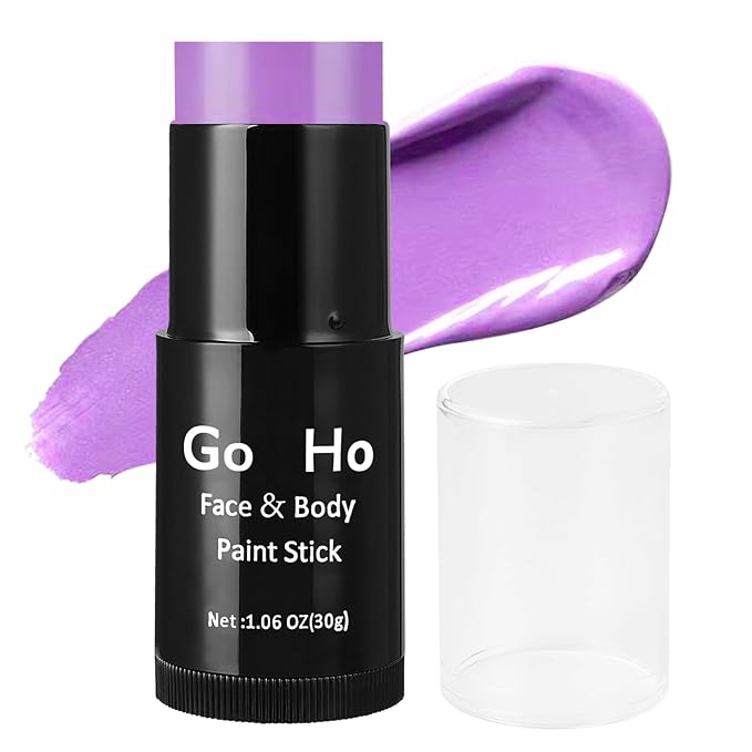 Go Ho Cream-Blendable Light Purple Face Paint Stick (1.06 Oz),Full-coverage Pastel Purple Face Body Paint Stick for Adults Children Halloween Cosplay SFX Ursula Makeup,Waterproof Paint Stick