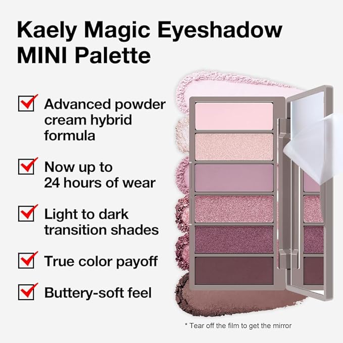 Kaely 6 Colors Mini Rose Pink Eye Shadow Palette Makeup, Mauve Plum Matte Shimmer Eyeshadow Palette for Older Women Highly Pigmented Waterproof, paleta de sombras de ojos, Vegan & Cruelty-free, 04