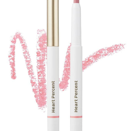 Heart Percent Dote On Mood Lip Liner Pencil, Long-Lasting Creamy Lip Crayon Smooth Lipliner Retractable Lipstick Overlip Line Color 0.8g, #02. Creamy Pink