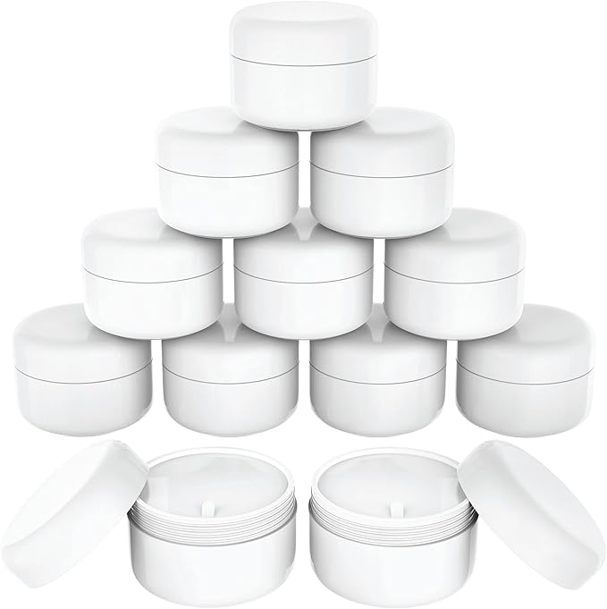 Houseables Lotion Jars, Lotion Container, Cosmetic Jars with Lids, Body Butter Containers, Travel Pots for Creams, Makeup, Moisturizer, Storage, Refillable, Empty, Small, Plastic, White, 4 OZ, 12 PK