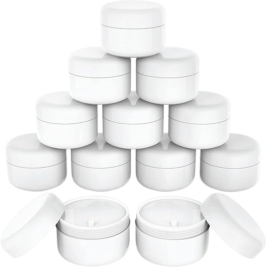 Houseables Lotion Jars, Lotion Container, Cosmetic Jars with Lids, Body Butter Containers, Travel Pots for Creams, Makeup, Moisturizer, Storage, Refillable, Empty, Small, Plastic, White, 4 OZ, 12 PK