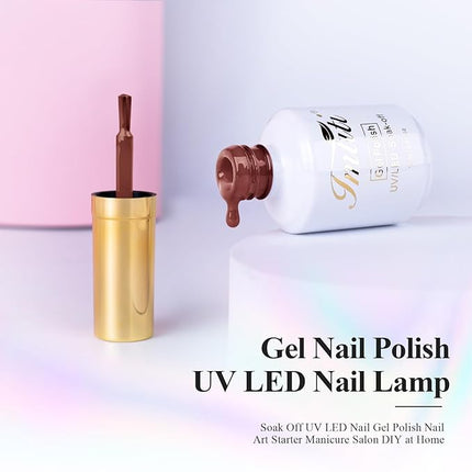Imtiti Gel Nail Polish, 1 Pcs 15ml Maroon Brown Color Gel Polish Soak Off Nail Art Manicure Salon DIY Nail Lamp Gel Nail Design Decoration at Home Gift for Women, 0.5 Fluid Ounces