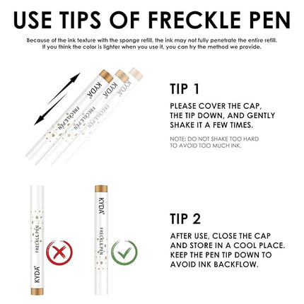 KYDA 2 Colors Freckle Pen,Natural Lifelike Freckle Makeup, Waterproof Longlasting Soft Dot Sopt Pen, Sunkissed Makeup-Dark Brown&Light Brown