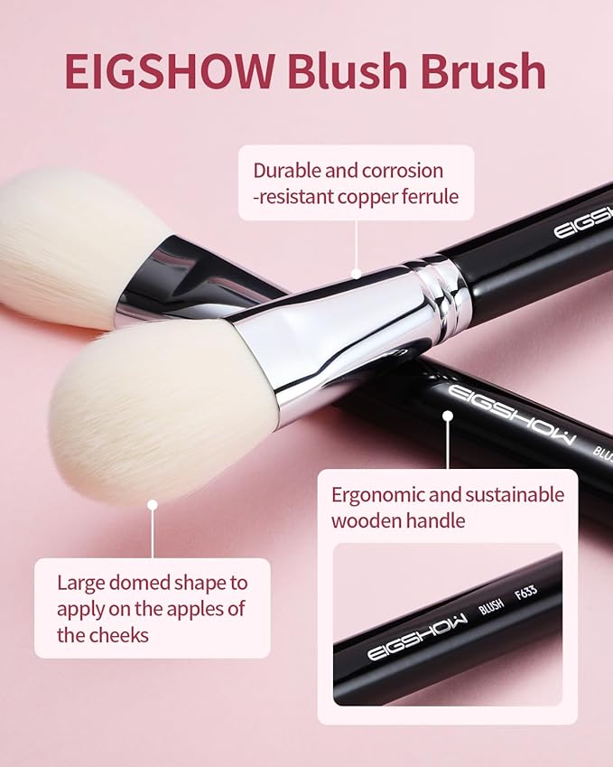 Blush Brush Setting Powder Liquid Blush Bronzer Brush for Ceram Loose Powder and Liquid Blush for Makeup Cheeks Synthetic Bristles Black (F633)