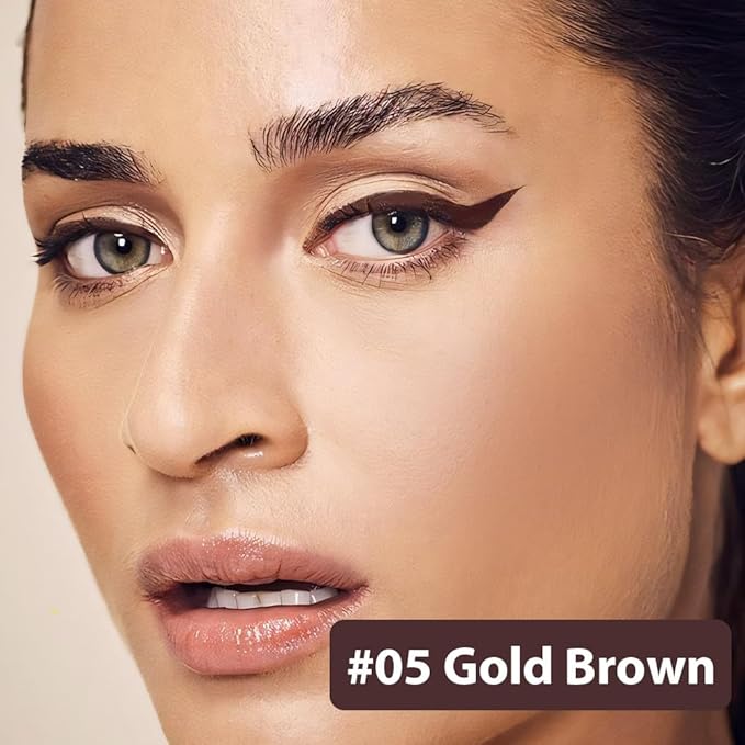 Kaely Gold Brown Gel Eyeliner,Smooth Eye Liner Waterproof Smudge Proof,Multi-Use Pencil Eyeliner,Built in Sharpener,Longwearing Eye Makeup,Vegan,delineador de ojos contra el agua,05