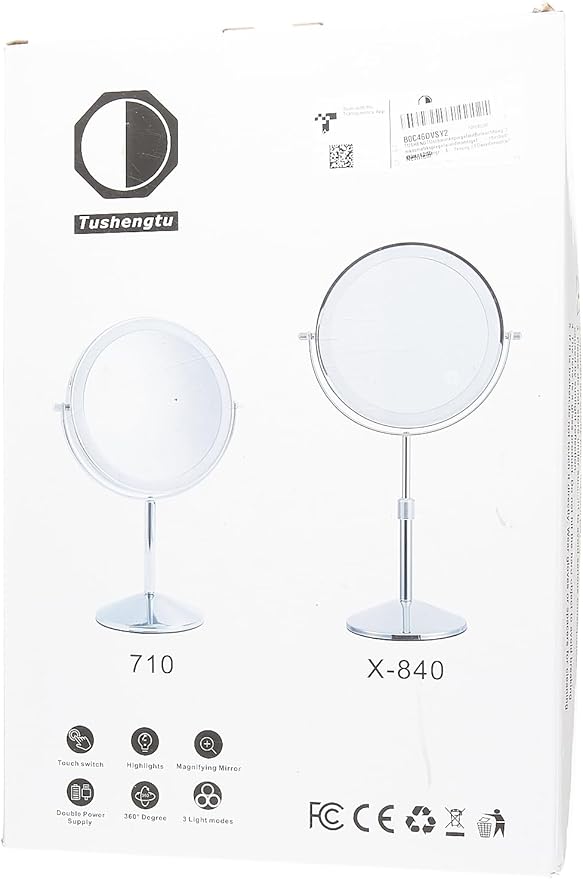 Rechargeable Wall Mounted Lighted Makeup Vanity Mirror with 10X/1X Magnification for Shaving, 8Inch Brushed Nickel Magnifying Mirror Makeup Wall Mounted with Light,13 Inch Extendable (8CB-N10X)
