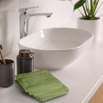 Softolle 100% Cotton Washcloths 24 Pack (12x12 Inches) Soft, Highly Absorbent Washcloth, Face Towels, Wash Cloths for Face, Ring Spun, Bulk Pack (Sage Green)