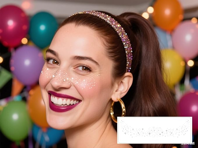 Glitter Freckles Temporary Face Tattoos, 6pcs Makeup Patches, Rose Gold, Silver and Gold Glitter Freckles Face Tattoo (B-Star)