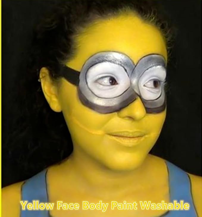 Go Ho Water Based Yellow Face Body Paint Stick,Non-Toxic Face Painting,Easy-to-use Facepaint for Halloween Cosplay SFX Minions Costume Makeup,0.63oz