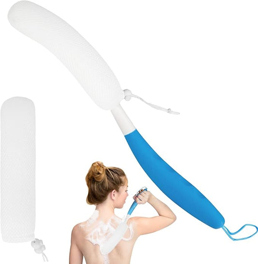 Long Handled Shower Brush, Non-Slip Long Handle Bath Brush, Back Body Brush Gentle Exfoliating and Lather Well Deep Cleansing Long-Lasting for Body