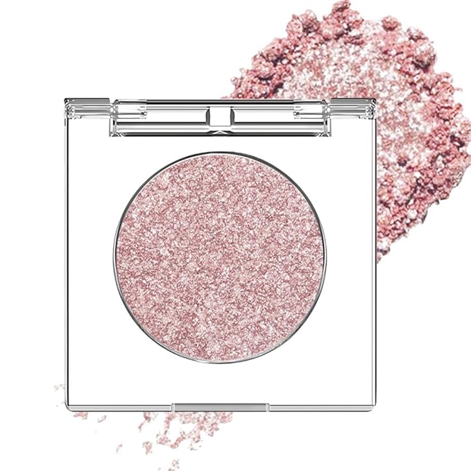 Pink Rose Gold Monochrome Shimmer Eyeshadow Palette Makeup,Long Lasting Naturing-Looking Lightweight Glitter Single Eyeshadow,Neutral Powde Eye Shadow for Older Women
