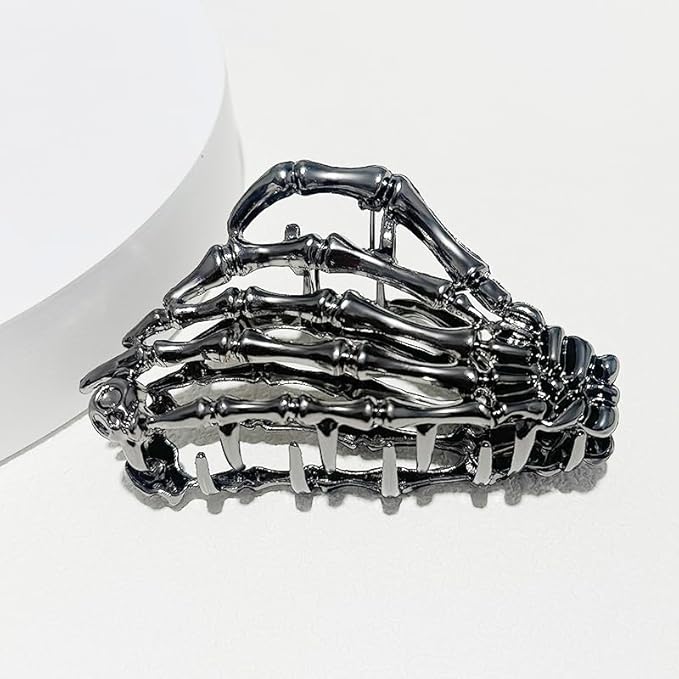 3 Pieces Large Metal Spider Net Hand Hair Claw Clips for Women and Girls Thick Long Hair, Nonslip Skeleton Spooky Barrette Headband Hair Styling Accessories for Halloween Christmas Gifts