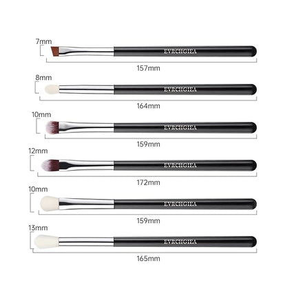 Eye Makeup Brush Set, 6 Pcs Professional Blending Eyeshadow Makeup Brushes for Concealer Eyebrows Eyeliner, Soft Hairs & Wood Handle (black and silver)…