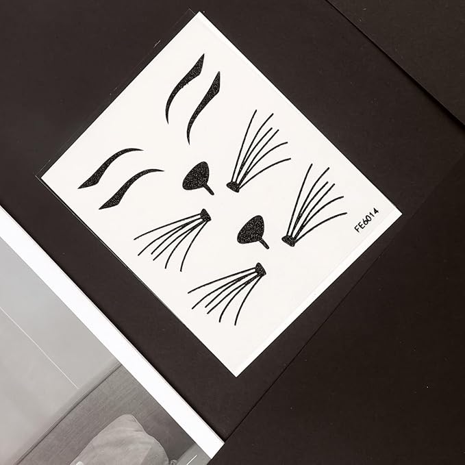 Black Cat Face Gems, Festival Face Jewels Tattoo Stickers, Glitter Cat Face Gems Stick on, Body Gem Stones Temporary Face Tattoos for Halloween