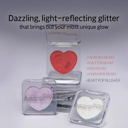 ETUDE Heart Pop Blush, Icy Teak Cheek Color, Natural Highlight & Glossy Finish, Lightweight Formula, Compact 0.2 oz – Ice Aura Teak