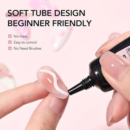 GAOY White 3D Nail Gel, 15g Sculpting Gel for 3D Nail Art Designs Carving, Molding, Painting, No Wipe Gel for Gems & Charms Decoration, Salon DIY Use