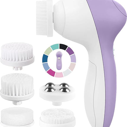 Facial Cleansing Brush Face Scrubber Exfoliating Cleaning Skin Care Cleanser Wash Women Girls Electric Beauty Powered Exfoliator Skincare Spin Tools Scrub Washer Self Care by VISOFO (Lilac Amethyst)