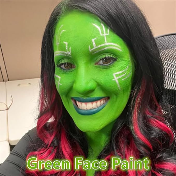 Go Ho Water Based Amazon Green Face Body Paint Stick,Non-Toxic Face Painting,Easy-to-use Facepaint for Halloween Costumes Cosplay SFX Hulk Gamora Witch Makeup,0.63oz