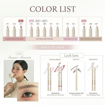 Heart Percent Dote On Mood Gel Eyeliner Pencil – Long-Lasting Waterproof Smudge Proof Smooth Retractable, Aegyo Sal Makeup, Under Eye Highlighter with Built-In Sharpener, #09. Glim Pink