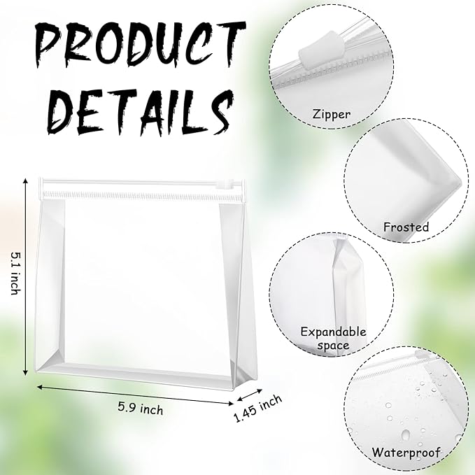 Xuniea 50 Pcs Mini Clear Makeup Bag Small Clear Zipper Pouch Travel Plastic Cosmetic Organizer Waterproof for Toiletries Swimsuit Bikini Bathing Suit(5.9 x 5.1 x 1.45 in,Transparent)
