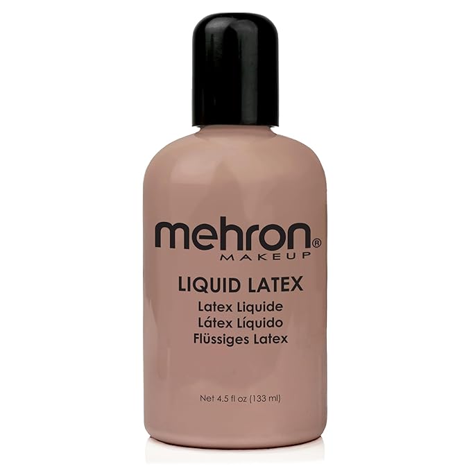 Mehron Makeup Liquid Latex | SFX Makeup | Halloween Latex Makeup | Latex Glue for Skin | Prosthetic Glue 4.5 fl oz (133 ml) (Dark Flesh)