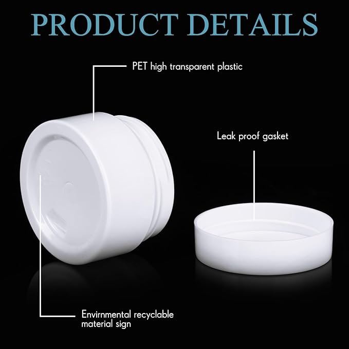 Patelai 4 Pieces Round Wide-mouth Leak Proof Plastic Container Jars with Lids for Travel Storage Makeup Beauty Products Face Creams Oils Salves Ointments DIY Making(1 Ounce,Pure White)