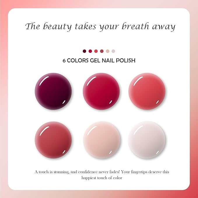 CAMILA ¿ 6pcs 15ml Gel Polish Set Red Pink Nude Green Yellow Gel Nail Polish Kit Soak Off Gel Polish Manicure Salon For Women C Set